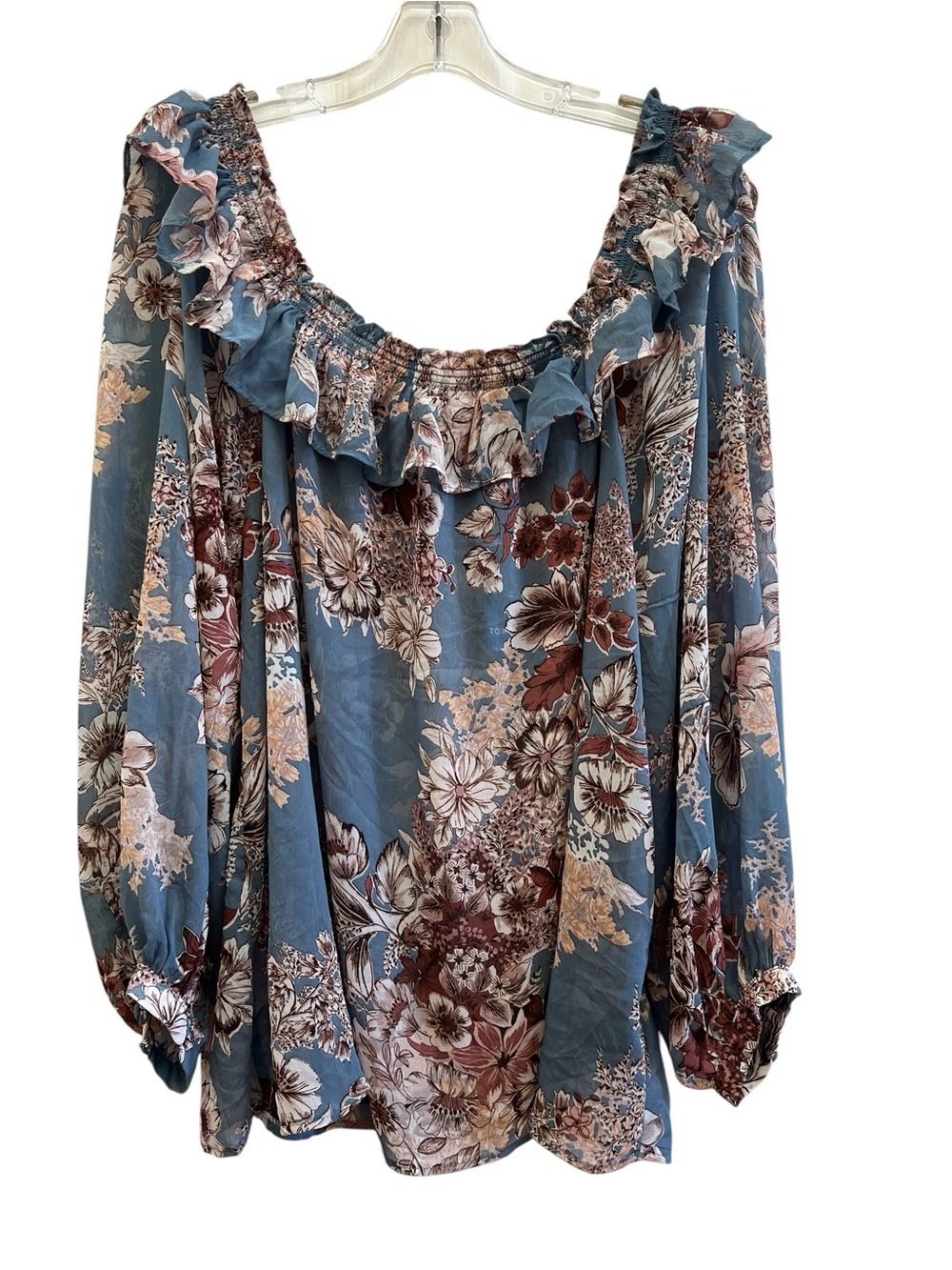 Torrid Floral Off Shoulder Peasant Blouse Blue Boho Cottagecore Size 1